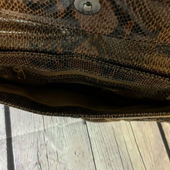 Sondra Roberts SR Squared Classic Minimalist Black Tan Python Clutch Purse - Picture 9 of 12